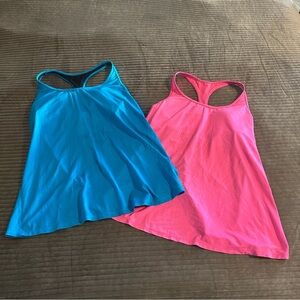 Victoria’s Secret VSX Sport Blue Pink Racerback Tank Tops